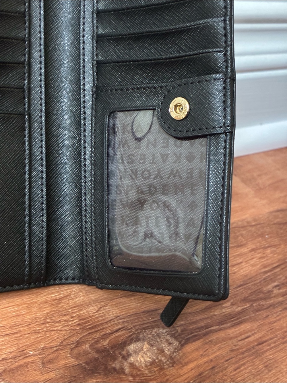 Kate Spade Black And Silver Glitter Stripe Wallet - Picture 11 of 14